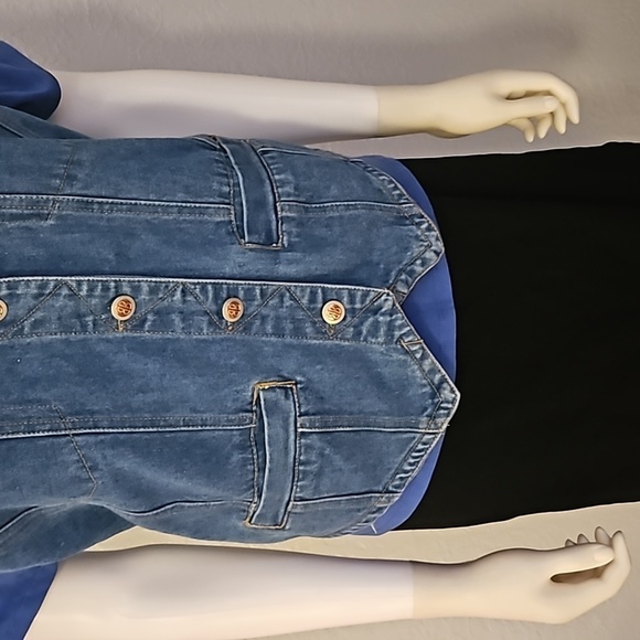 VTG ROYAL SPORT 1980s Western Cowboy Core Denim Button Down Waistcoat Vest - Picture 5 of 10